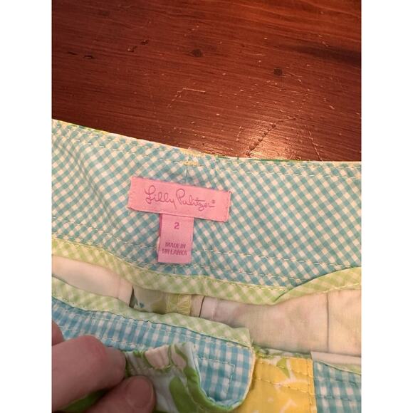 Lilly Pulitzer Patchwork Callahan Shorts Size 2 Alligator Frog Chino Cotton - Picture 3 of 9